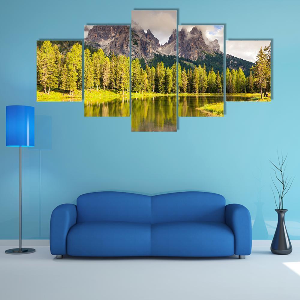 Great View Of The Foggy Lago Di Antorno – Nature Canvas Wall Art