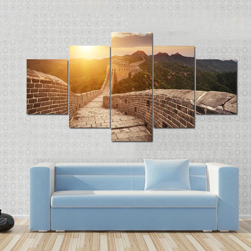 Great Wall Of China At Sunset – Nature Canvas Wall Art