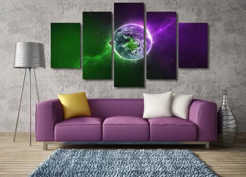 Green And Purple Planet – Space Canvas Wall Art