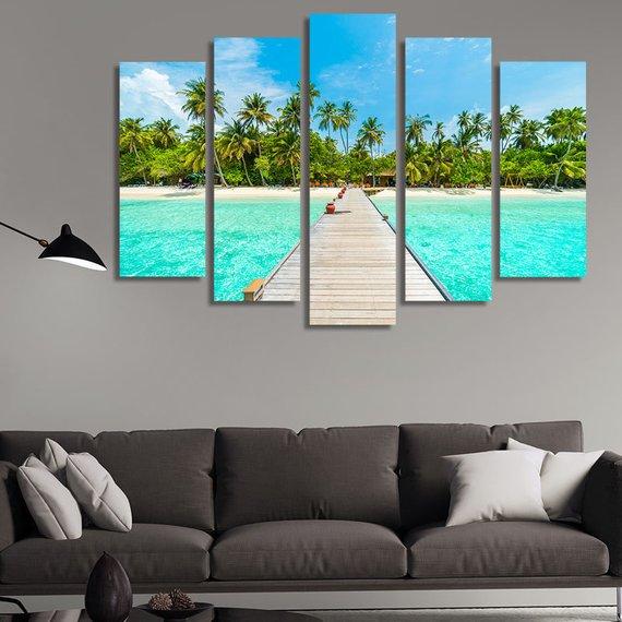 Green Beach – Space Canvas Wall Art