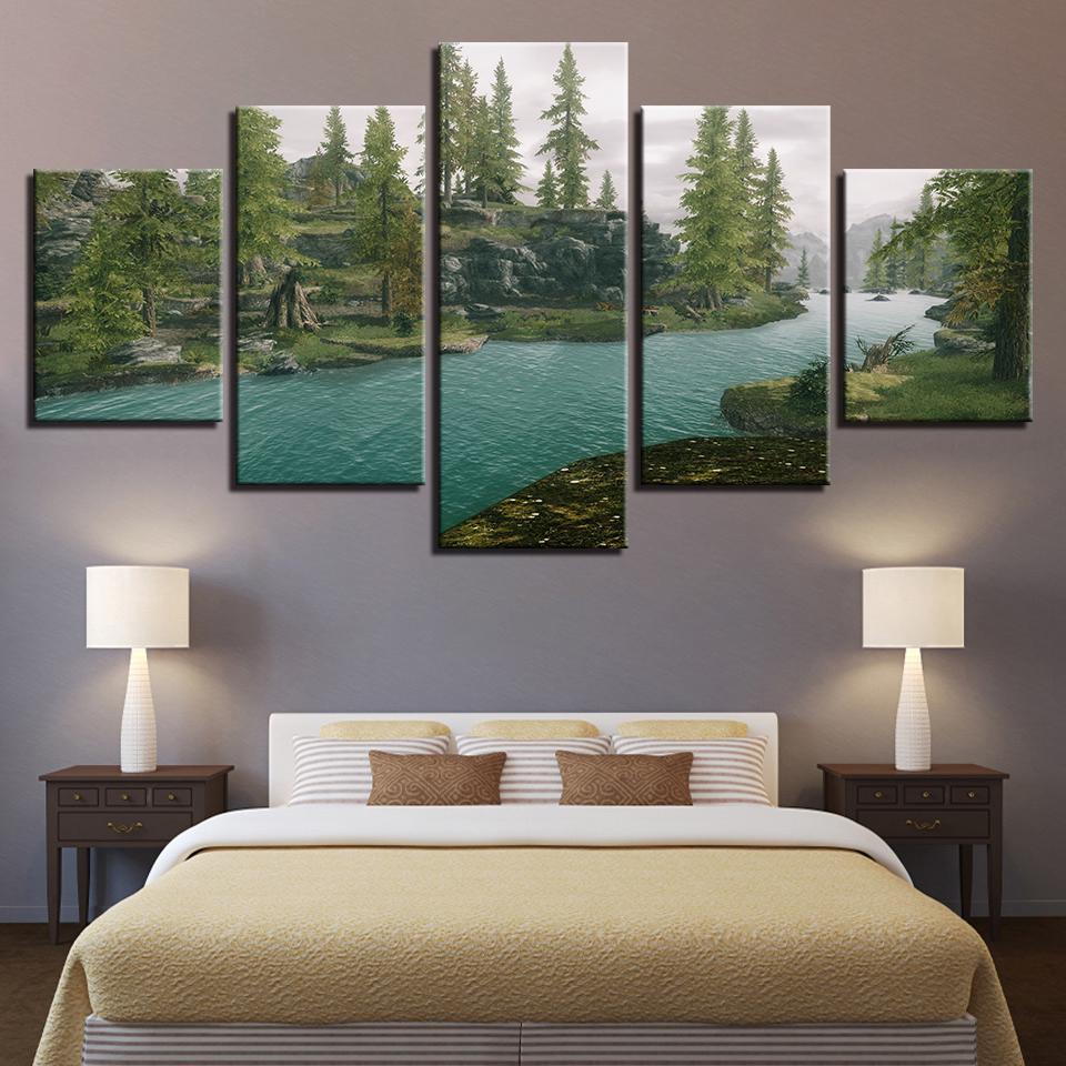 Green Forest River – Nature Canvas Wall Art