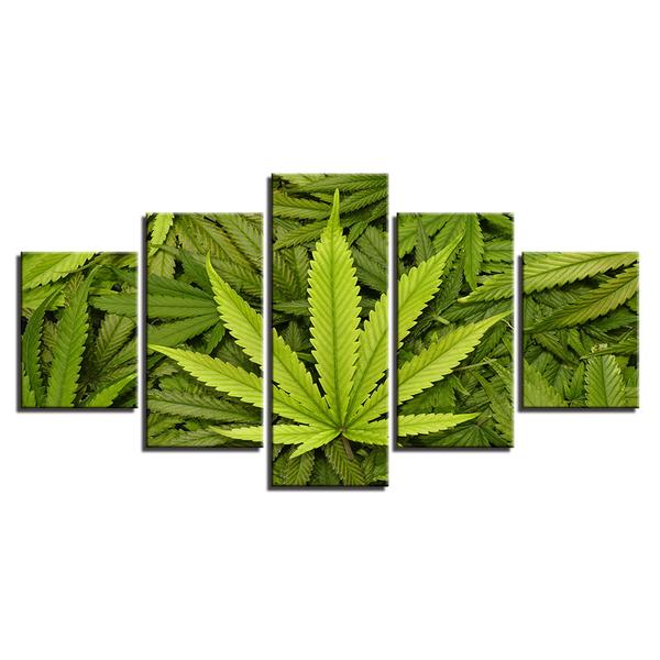 Green Leaves Marijuana Pot Canibus – Nature Canvas Wall Art