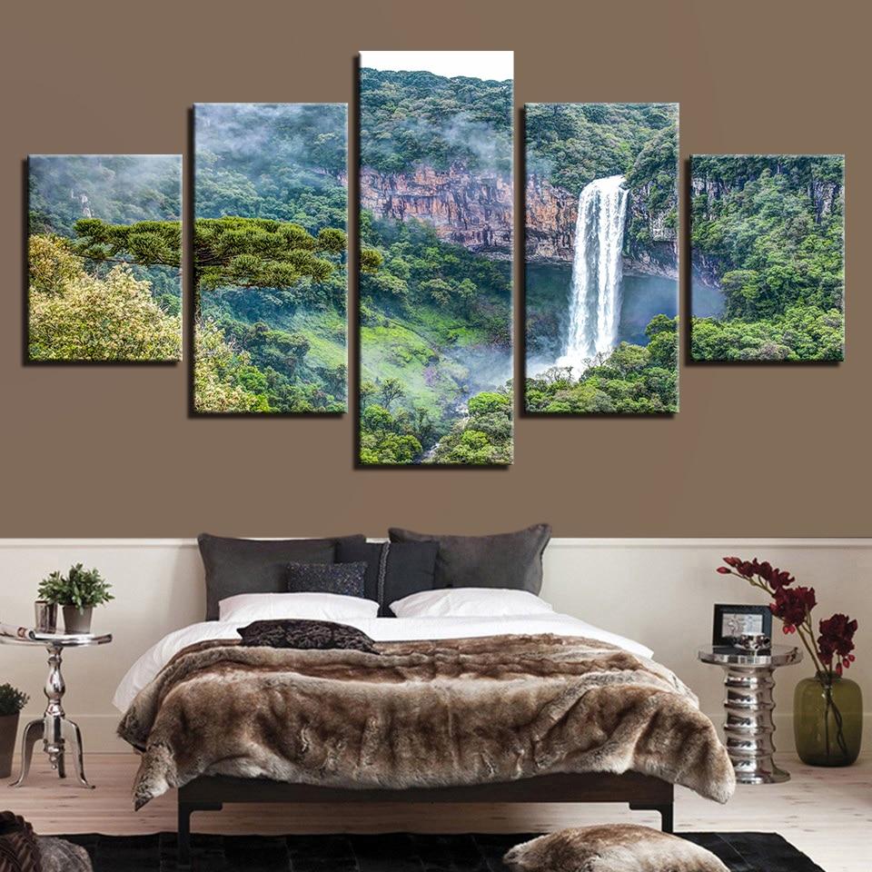 Green Mountain Waterfall – Nature Canvas Wall Art