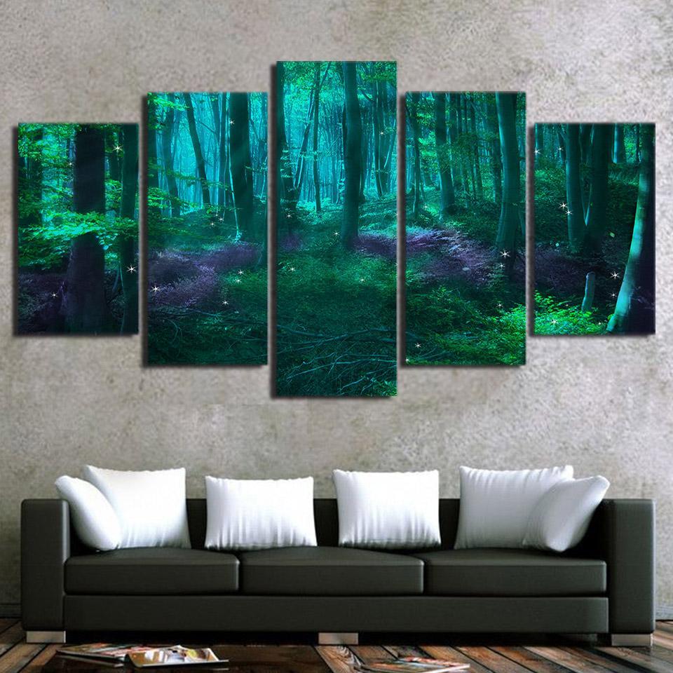 Green Tree Abstract Fairy Tale Forest Tree – Nature Canvas Wall Art