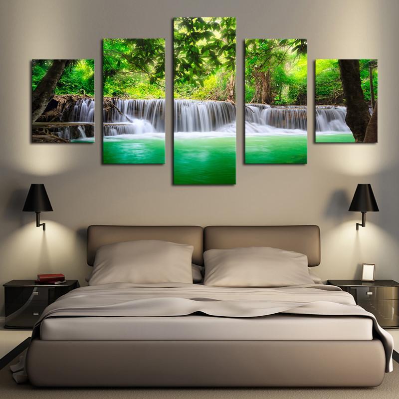 Green Waterfall Scenery – Nature Canvas Wall Art
