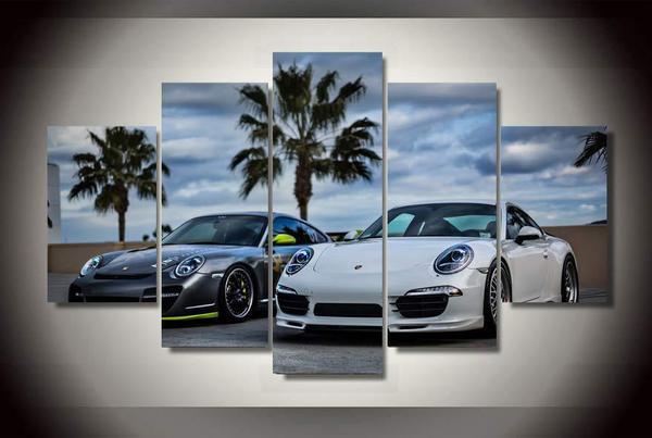 Grey And White Porsche – Automatic Canvas Wall Art