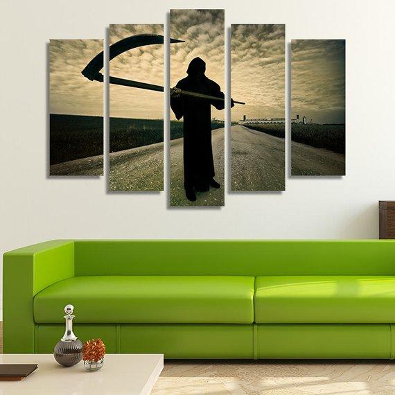 Grim Reaper On The Road – Abstract Canvas Wall Art