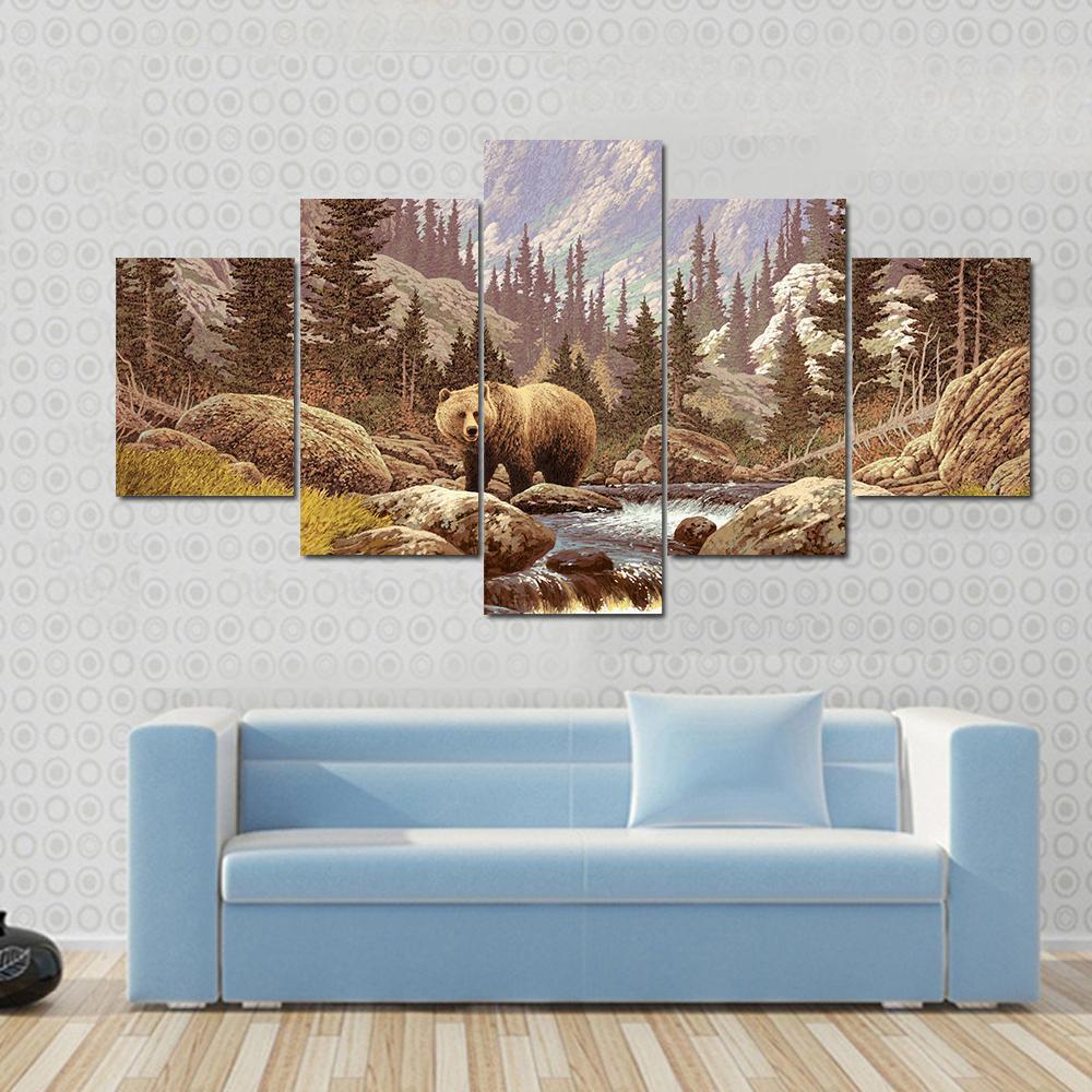 Grizzly Bear In The Rocky Mountains – Animal Canvas Wall Art