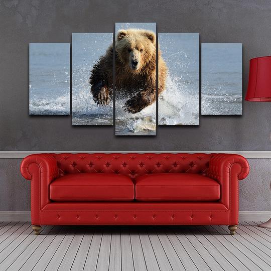 Grizzly Bear In The Water – Animal Canvas Wall Art