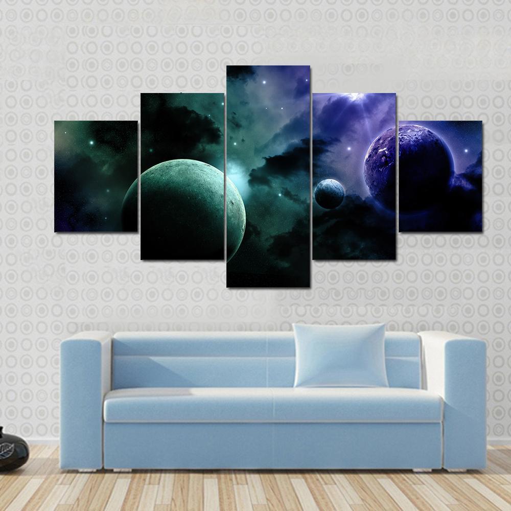 Group Of Planets Around Star – Space Canvas Wall Art