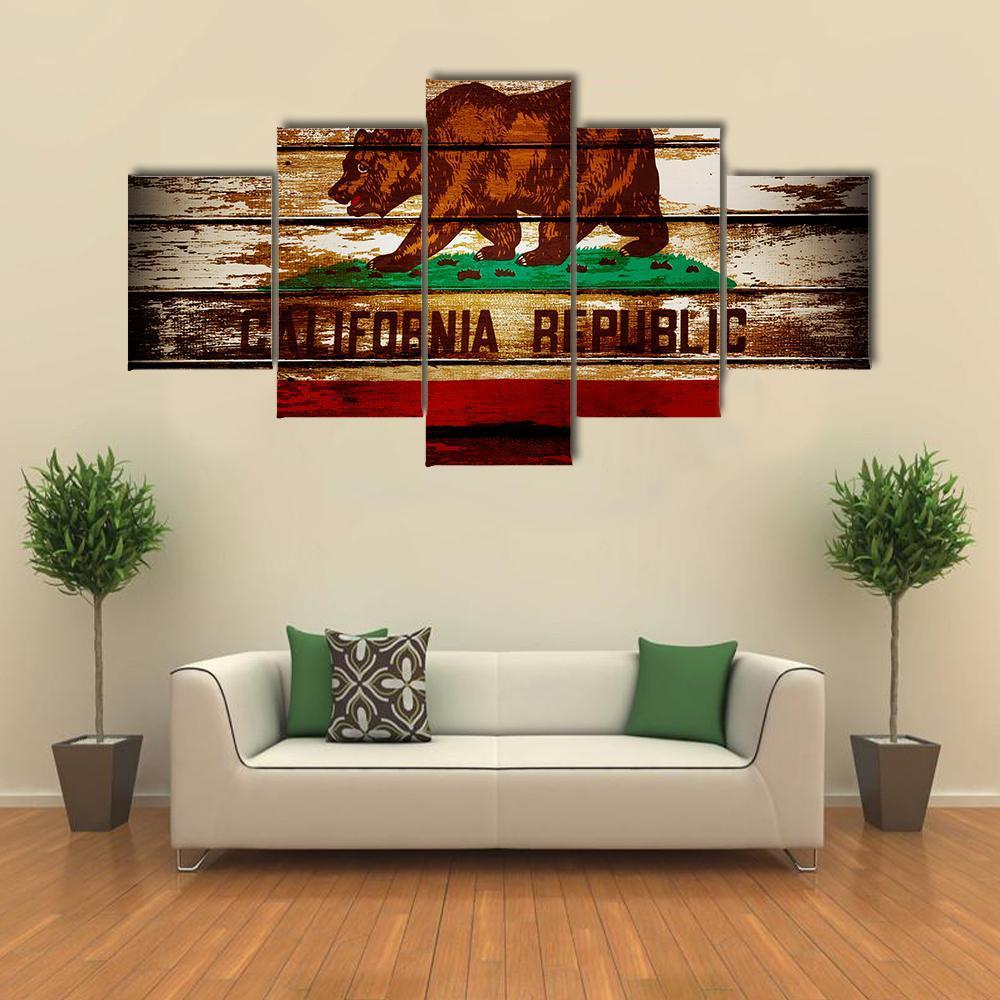 Grunge California Flag – Abstract Canvas Wall Art