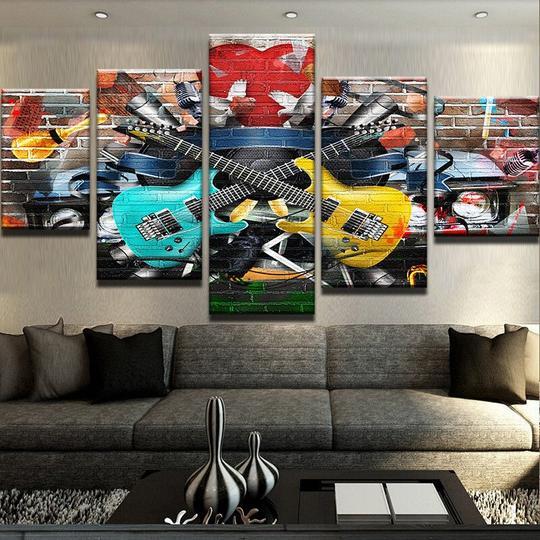 Guitar Abstract Mural – Abstract Canvas Wall Art