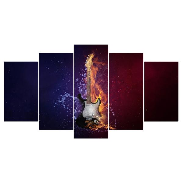 Guitar In Fire For Guitarist – Music Canvas Wall Art