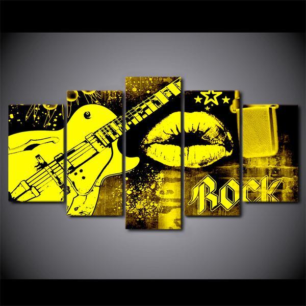 Guitar Print Mouth Lips Kiss Wall Picture Music Pos – Music Canvas Wall Art