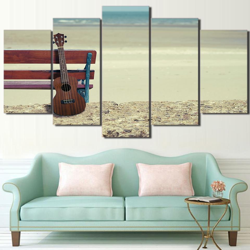 Guitar Vintage Beach 1 – Music Canvas Wall Art