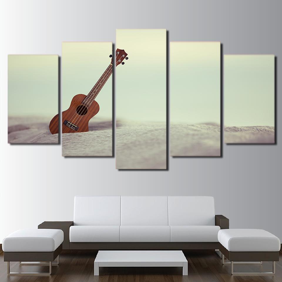 Guitar Vintage Beach – Music Canvas Wall Art