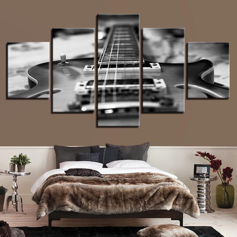 Guitar Vintage Black White – Music Canvas Wall Art