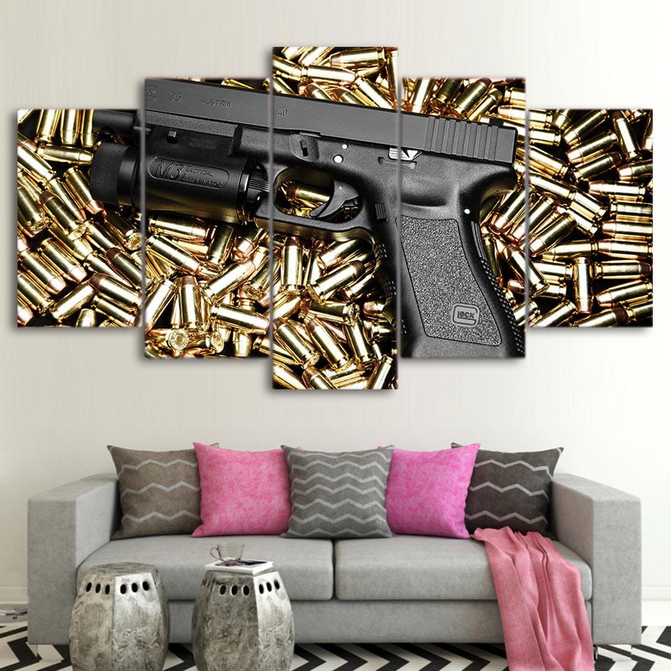 Gun And Bullets – Army Canvas Wall Art