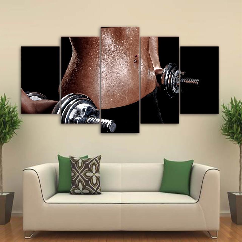 Gym Dumbbells Fitness Perspiration – Sport Canvas Wall Art