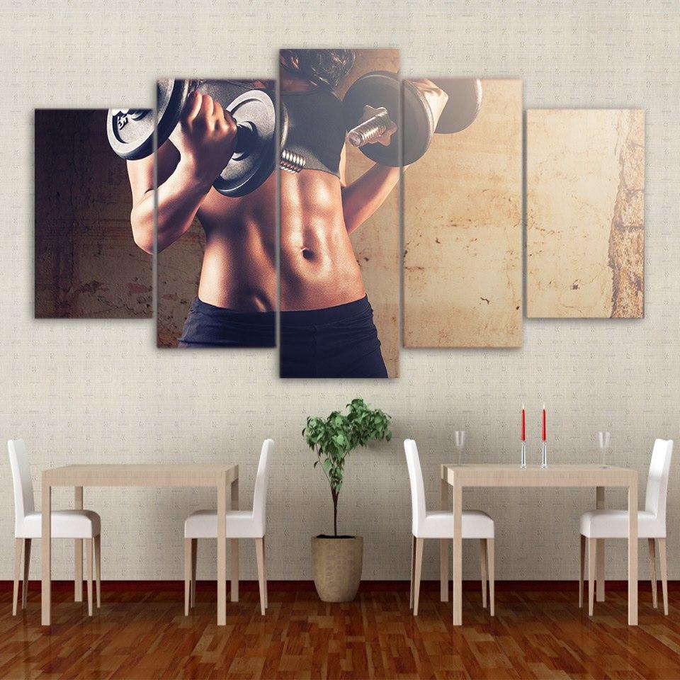 Gym Girl Fitness Dumbbells – Sport Canvas Wall Art