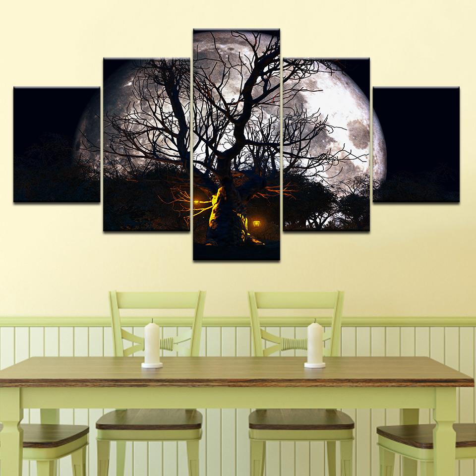 Halloween Haunted Tree Full Moon – Nature Canvas Wall Art