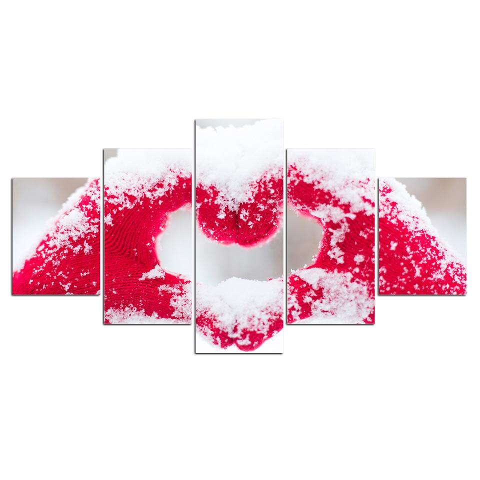 Handing Heart Winter Snow – Abstract Canvas Wall Art