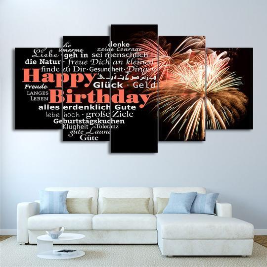 Happy Birthday Around The World – Abstract Canvas Wall Art