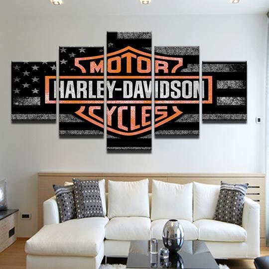 HOT 5 Panel//set Harley Davidson Poster HD Painting Canvas Wall Art Home Decor