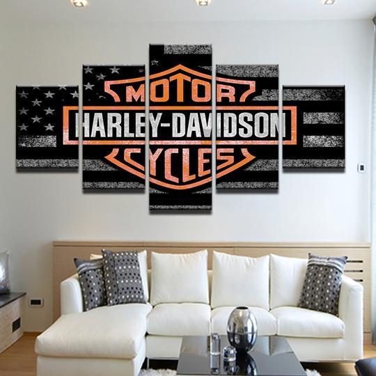 Harley Davidson American Flag Usa – Sport Canvas Wall Art
