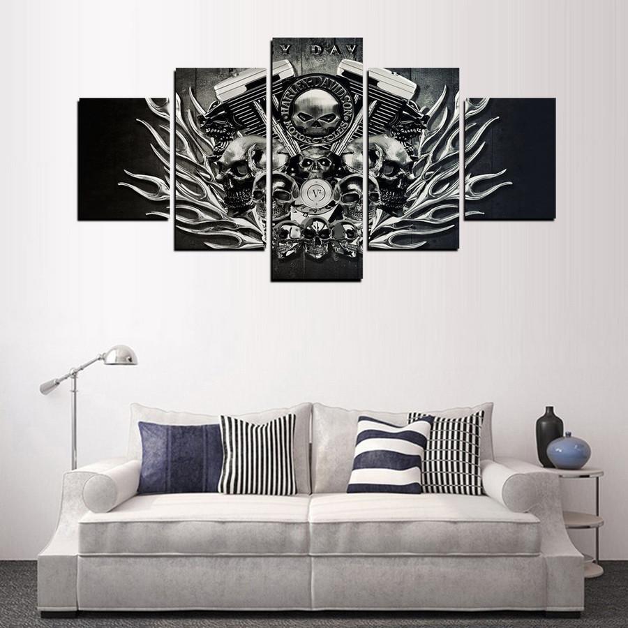 Harley Davidson Motorcycle Skulls Engine – Automative Canvas Wall Art