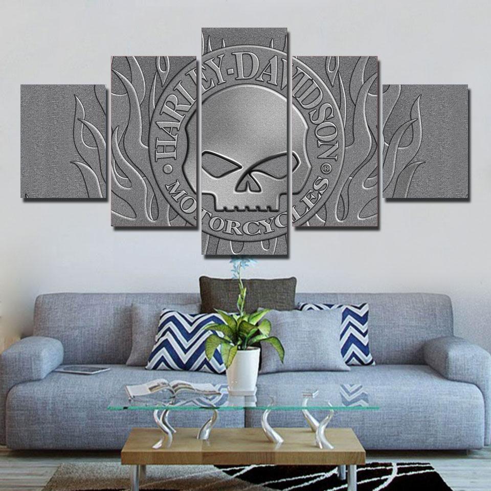 Harley-Davidson Motorcycle Willie G Skull Logo Canvas Wall Art