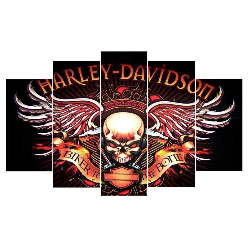 Harley Davidson Skull Car & Motor Canvas Wall Art