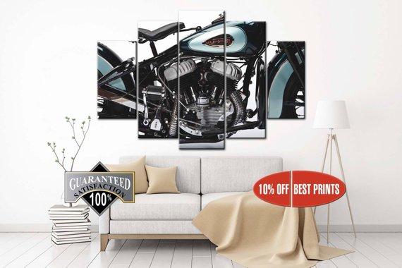 Harley Motorcycle Davidson, Legendary Motorcycle, Biker Gift – Automative Canvas Wall Art