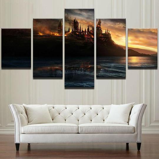 Harry Potter Deathly Hallows Hogwarts Is Burning – Movie Canvas Wall Art
