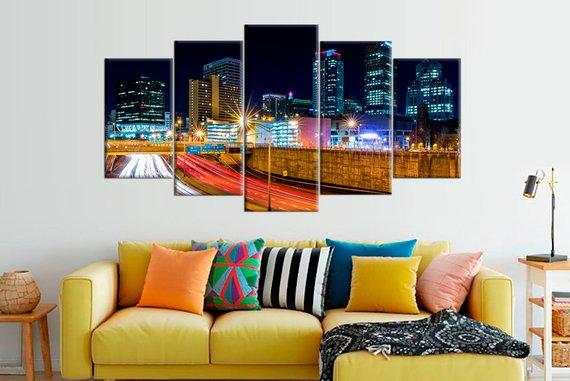 Hartford Skyline By Night Connecticut – Nature Canvas Wall Art