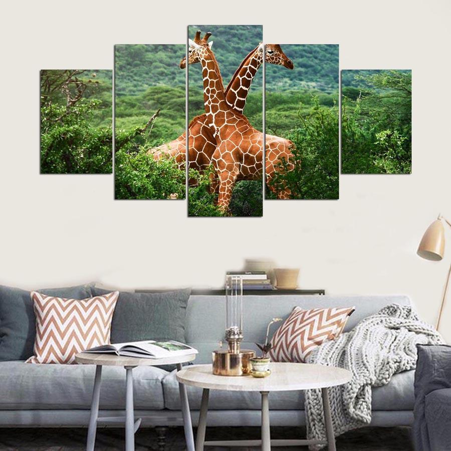 Hd Landscape Giraffes – Animal Canvas Wall Art