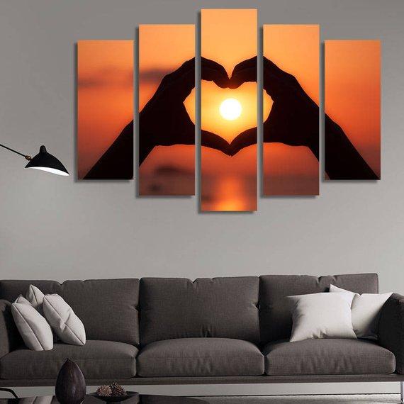 Heart Before Sunset – Abstract Canvas Wall Art