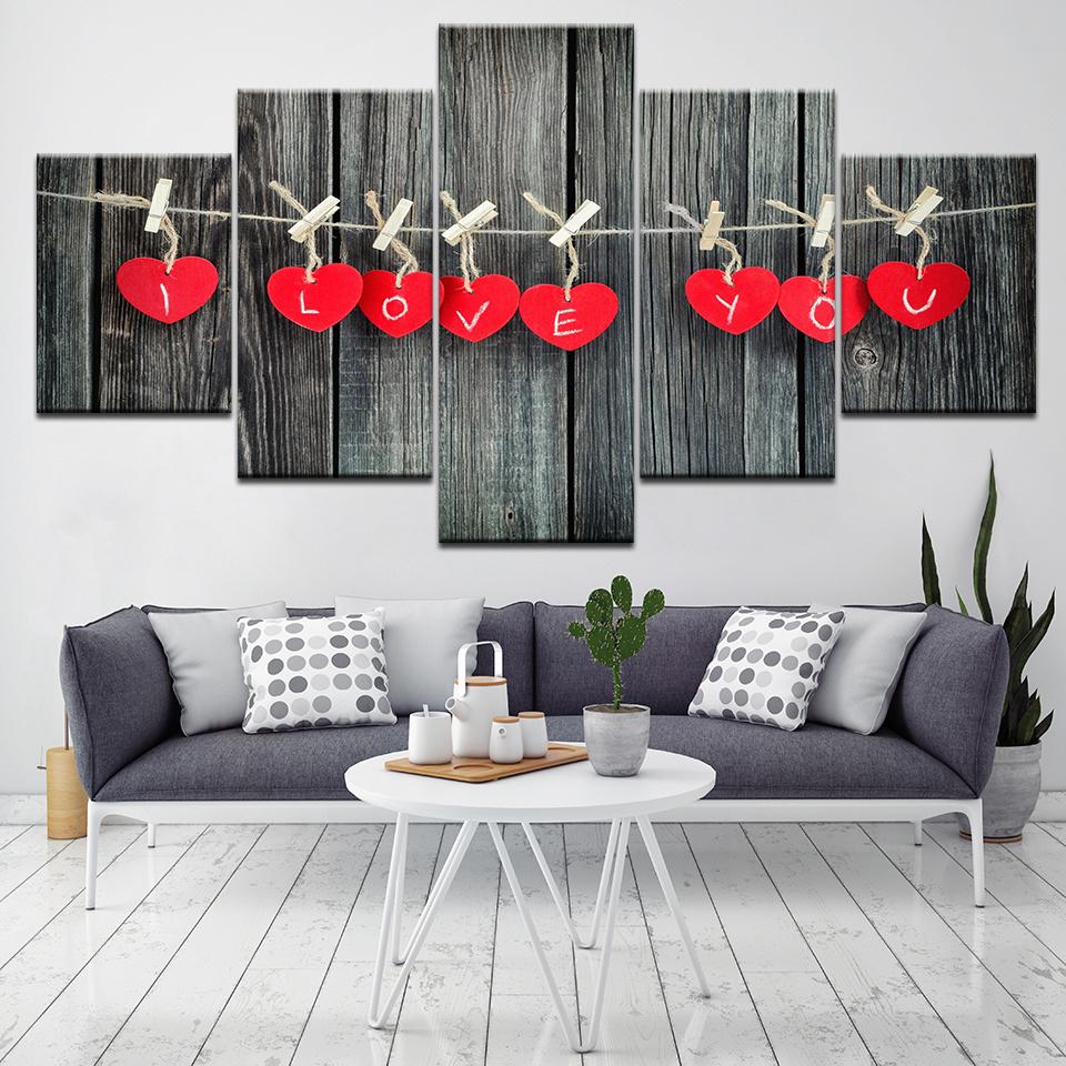 Heart Shape And Letters I Love You – Abstract Canvas Wall Art