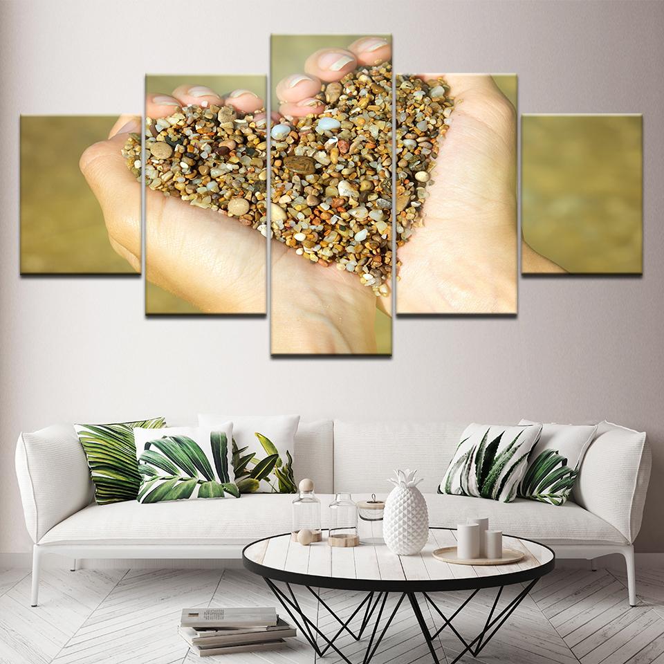 Heart Shape Sand And Gravel – Nature Canvas Wall Art