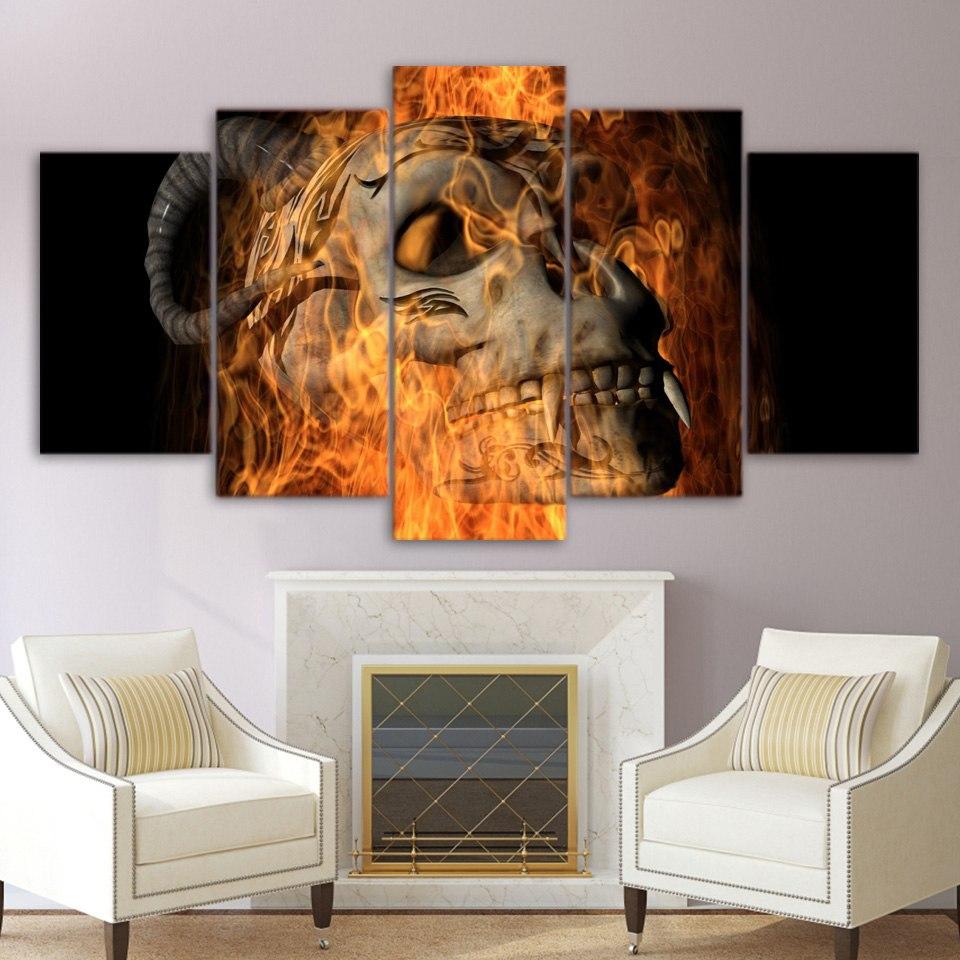 Hell Skull – Abstract Canvas Wall Art