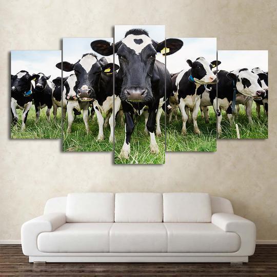 Herd Of Cows Saying Hello Animal – Canvas Wall Art