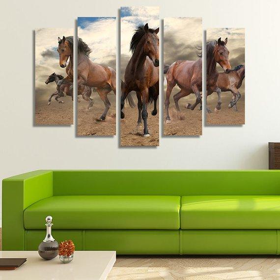 Herd Of Wild Horses Galloping – Animal Canvas Wall Art