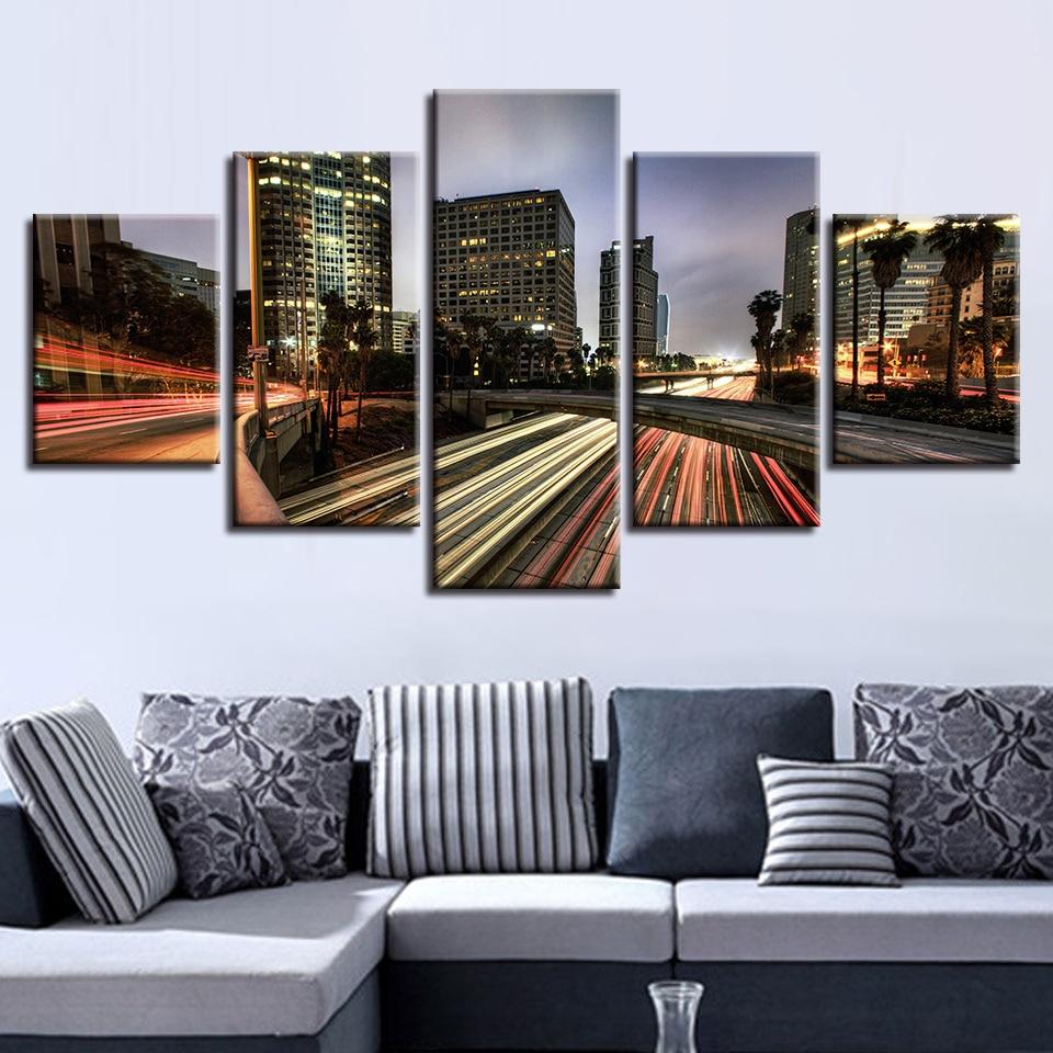 Highway Buildings Night – Nature Canvas Wall Art