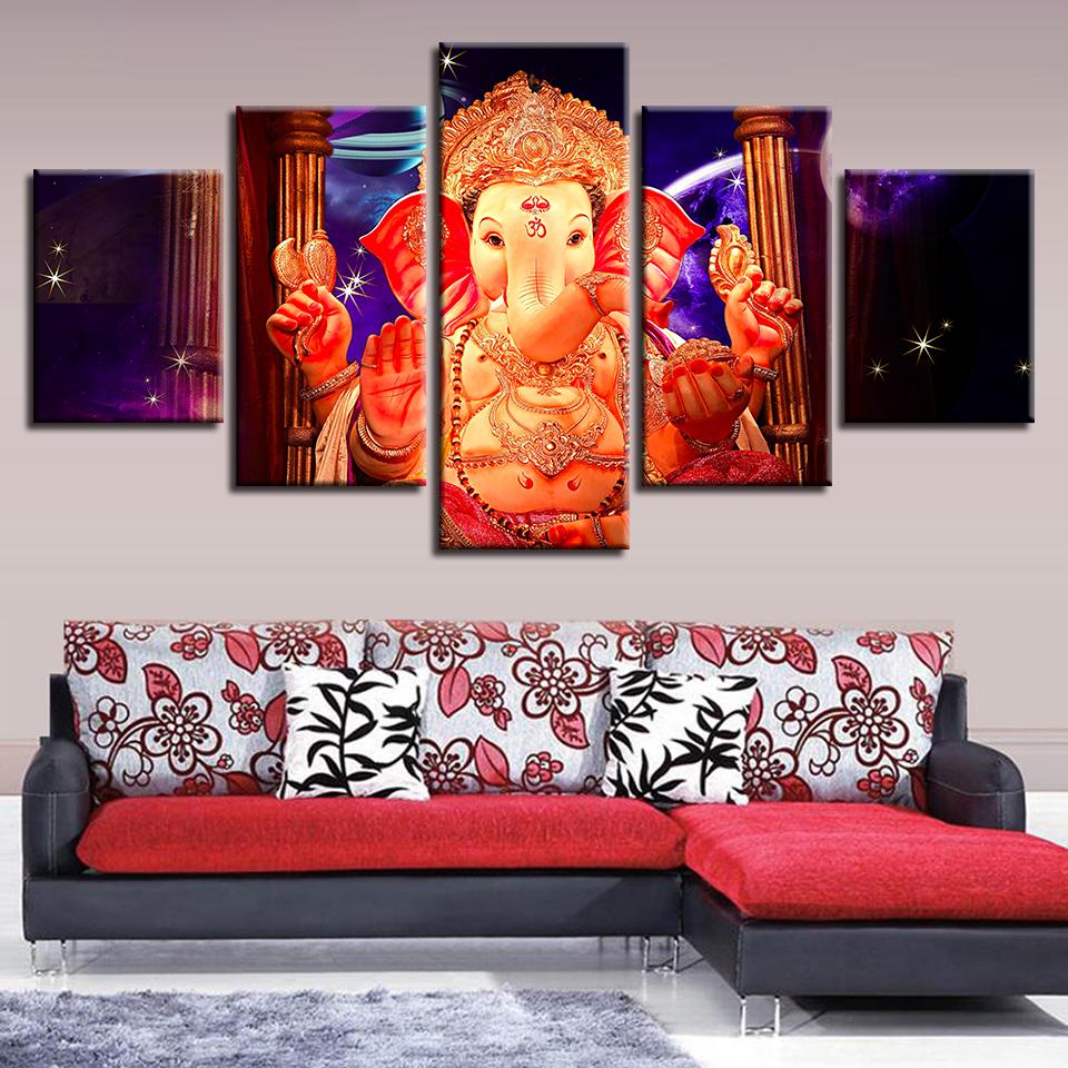 Hindu God Ganesha Elephant 5 – Religion Canvas Wall Art