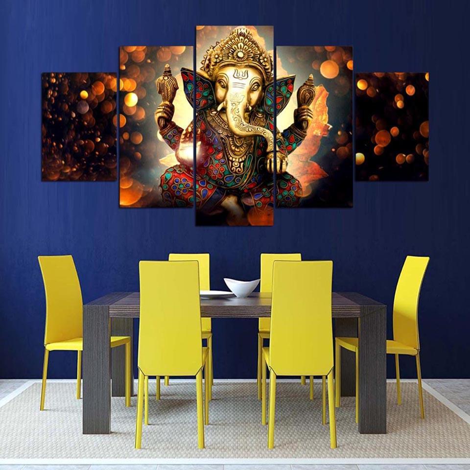 Hindu God Ganesha Elephant Trunk God – Religion Canvas Wall Art