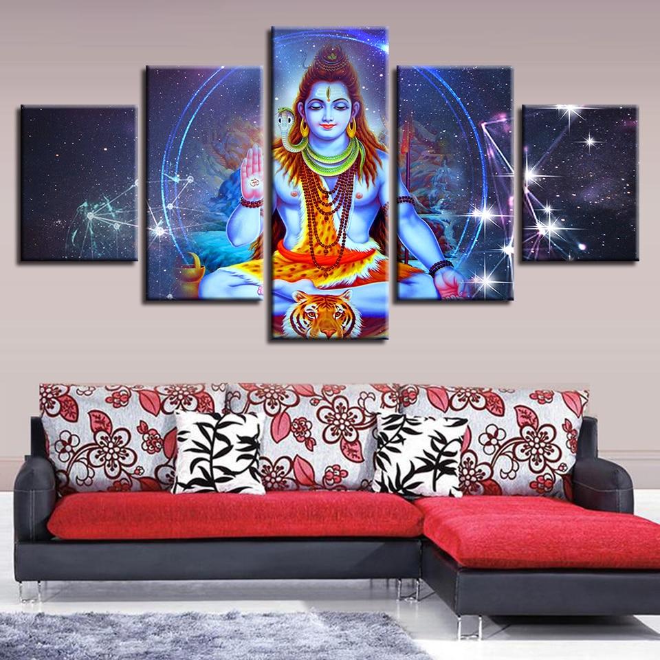 Hindu God Lord Shiva And Constellation – Religion Canvas Wall Art