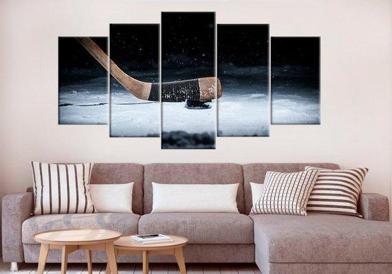 Hockey Stick Puck Winter – Sport Canvas Wall Art