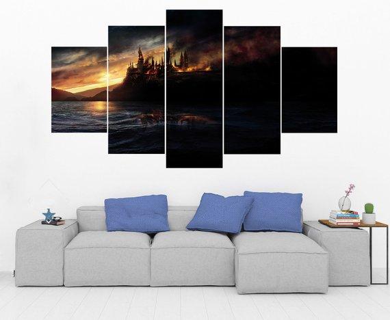 Hogwarts In Flames – Harry Potter – Movie Canvas Wall Art
