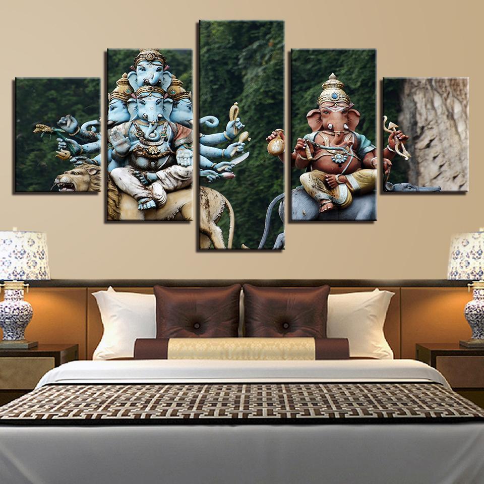 Home Ative India Elephant Head God Ganesha On – Religion Canvas Wall Art