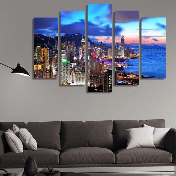 Hong Kong At Sunset – Nature Canvas Wall Art